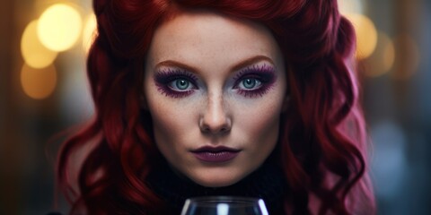 Fototapeta premium a woman with red hair and makeup