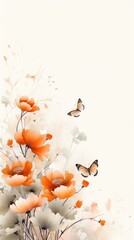 Obraz na płótnie Canvas Flowers with butterfly painting pattern plant.