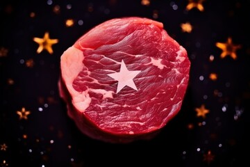 a raw meat with a star on it