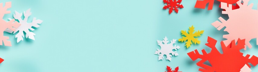 a white and red snowflakes on a blue background