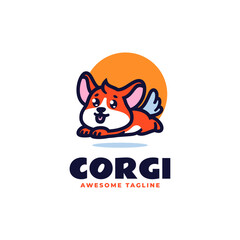 Vector Logo Illustration Corgi Mascot Cartoon Style.