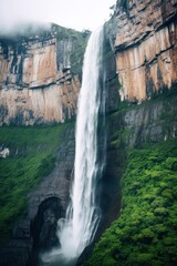 a waterfall in a rocky cliff