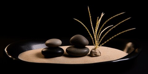 a group of rocks on sand