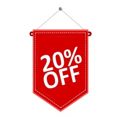 Obraz na płótnie Canvas 20% OFF, discount, buy, banner, shop, price, sale, business, marketing, design, store, offer