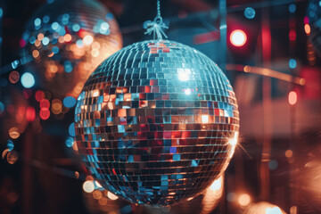 Obraz premium Vibrant Party Glow Disco Ball Illuminating Festive Night