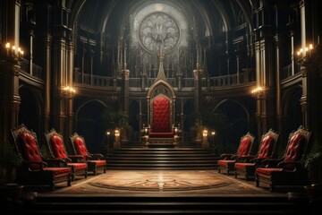Fototapeta premium Throne room architecture illuminated building.