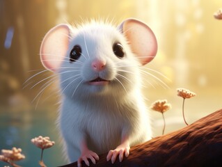 a white mouse on a branch