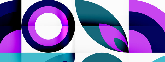An artistic design featuring a vibrant purple and electric blue circle with a white circle at the center, creating a colorful pattern on a white background