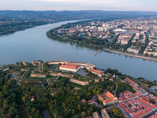 The aerial view of Petrovaradin fortresse near Novi Sad, Serbia - obrazy, fototapety, plakaty