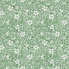 Floral green color, form natural, seamless fabric pattern.
