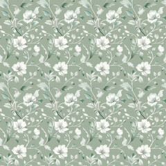 Floral green color, form natural, seamless fabric pattern.