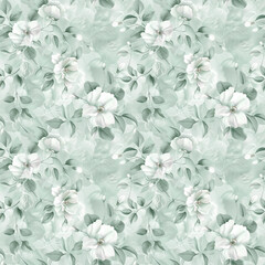 Floral green color, form natural, seamless fabric pattern.