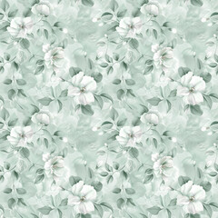 Floral green color, form natural, seamless fabric pattern.