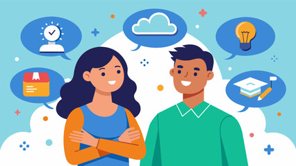 A young couple shares their dreams and aspirations for the future finding common ground and mutual support in their goals.. Vector illustration