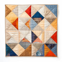 Handmade patchwork quilt with warm colors and unique patterns Perfect for home decor