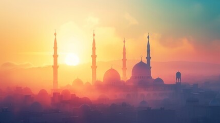 Fototapeta na wymiar A beautiful serene mosque background for graphic design