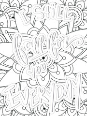 Love Quotes quotes Flower Coloring Page Beautiful black and white illustration for adult coloring book