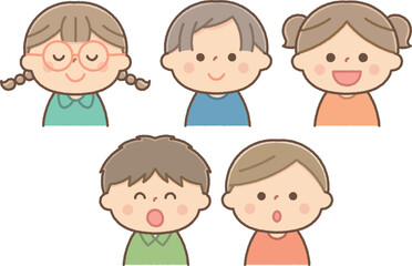 可愛い子供の顔アイコンセット