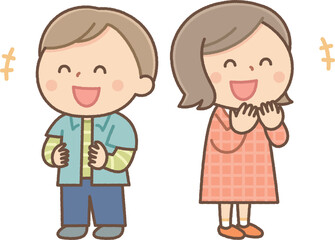 楽しそうに笑う男の子と女の子