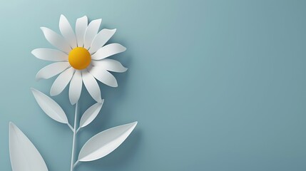 A minimalist 3D daisy with a pastel yellow center and softly curved petals