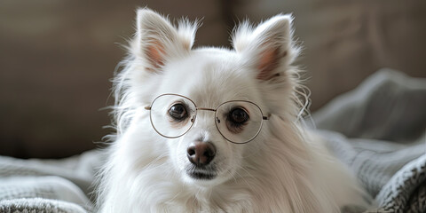 white dog wearing glasses, generative AI
