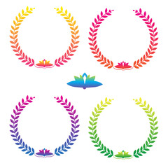 Set of laurel wreaths in bright colors