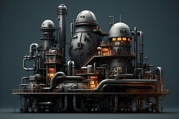Obraz premium 3d model of a black production factory in cartoon style , generated by AI.