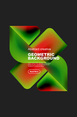 A neon green triangle contrasts with a red rectangle on a black background, creating a bold visual effect. The geometric shapes add depth to the artwork, suitable for graphics, logos, and font design
