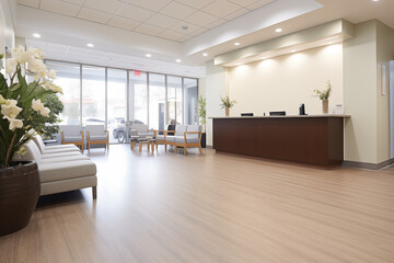 Dental reception area with comfortable seating and friendly staff.