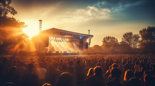 Scene music festival concert out door background, day light, photo shot