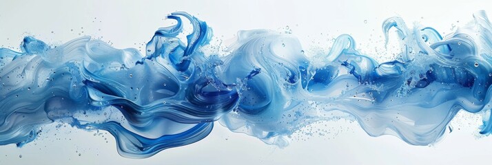 Blue water waves on a white background - obrazy, fototapety, plakaty