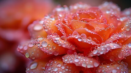 Capture the mesmerizing symmetry of raindrops clinging to the velvety petals of a blooming rose, refracting the world in miniature.