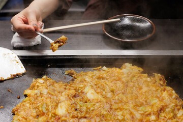 Monjyayaki, Japanese traditional teppanyaki. 