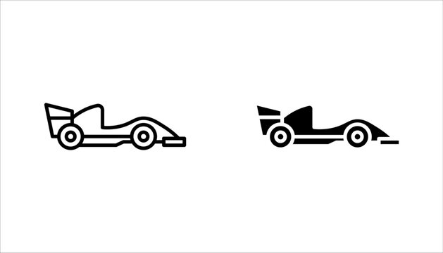 Racing car vector icon set, bolid F1 symbol. Modern, vector illustration on white background
