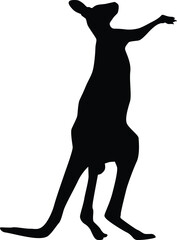 Silhouette of kangaroo animal illustration in black color