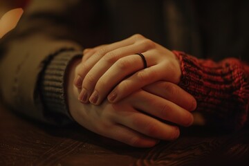 A pair of hands tightly clasped together, symbolizing passion and connection in a simple, yet powerful way