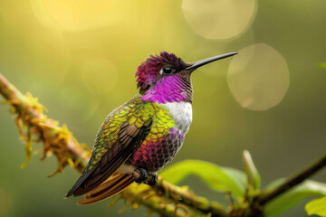 Fototapeta premium Costa's hummingbird, hummingbird perched on a branch,