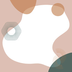 Boho style abstract decorative frame. Boho colored background frame. Soft, cute decorative background.