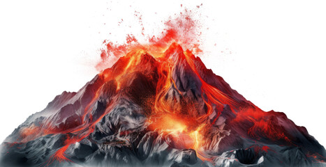 volcano with lava isolated on transparent background