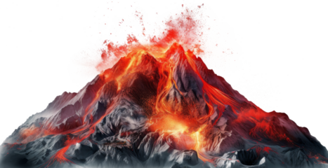 volcano with lava isolated on transparent background