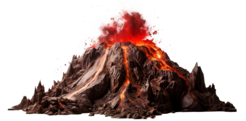 volcano with lava isolated on transparent background