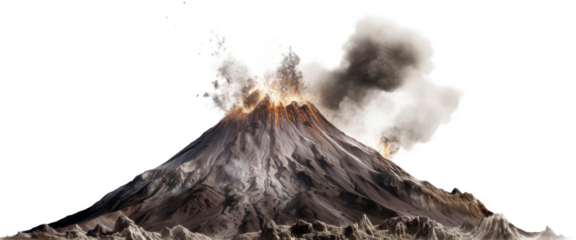 volcano with lava isolated on transparent background