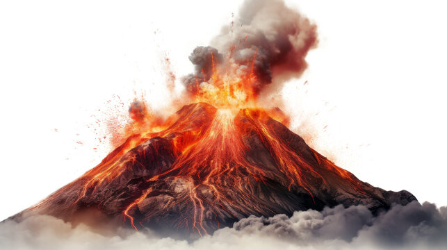 volcano with lava isolated on transparent background
