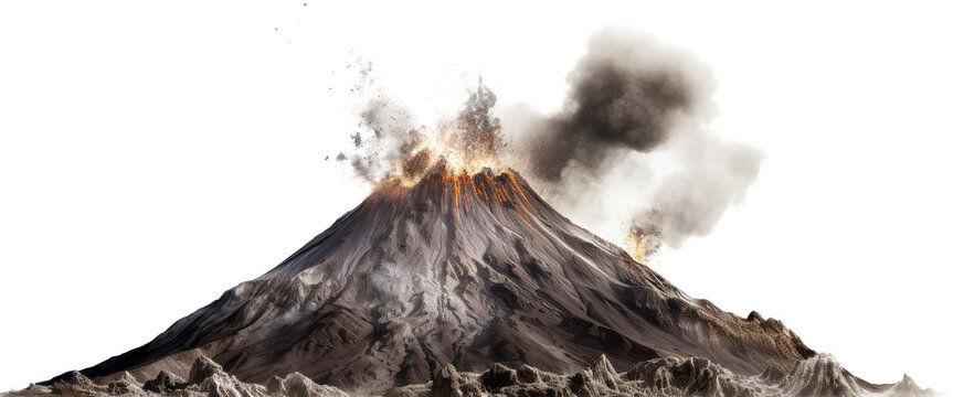volcano with lava isolated on transparent background