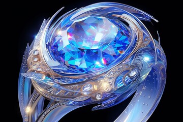 A visionary ring design from the future, draped in colorful magic, captures the essence of fashion and imagination in 3D format  ,3DCG,high resulution,clean sharp focus