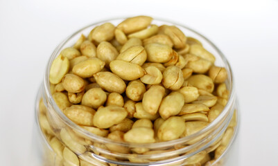 Fried peanuts in a jar. 