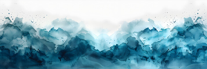 Dreamy turquoise watercolor splatter on transparent background. - obrazy, fototapety, plakaty