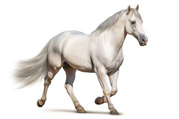 Naklejka na ściany i meble Image of white horse on white background. Farm animals., Mammals.