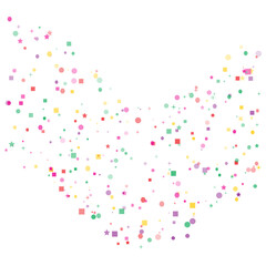 Decorate with stars, squares, colorful circles in the form of confetti. Yellow Confetti Invitation. Pink Starry Space. Colorful Texture Cosmos. Sparkling Festive. Celebration Anniversary. Glitter Fest