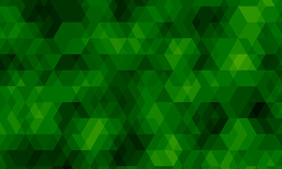 Obraz premium Abstract geometric triangular and hexagon pattern in dark green mosaic composition.